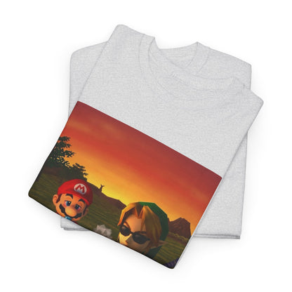 Mario and Link Chilling by Campfire