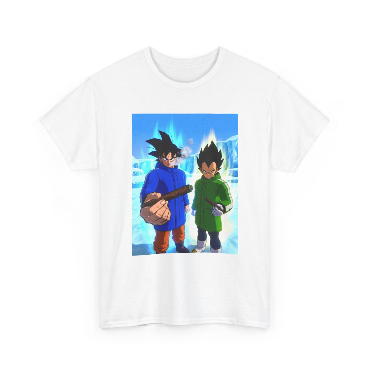 Goku And Vegeta Smoking In Snowy Scene Tee