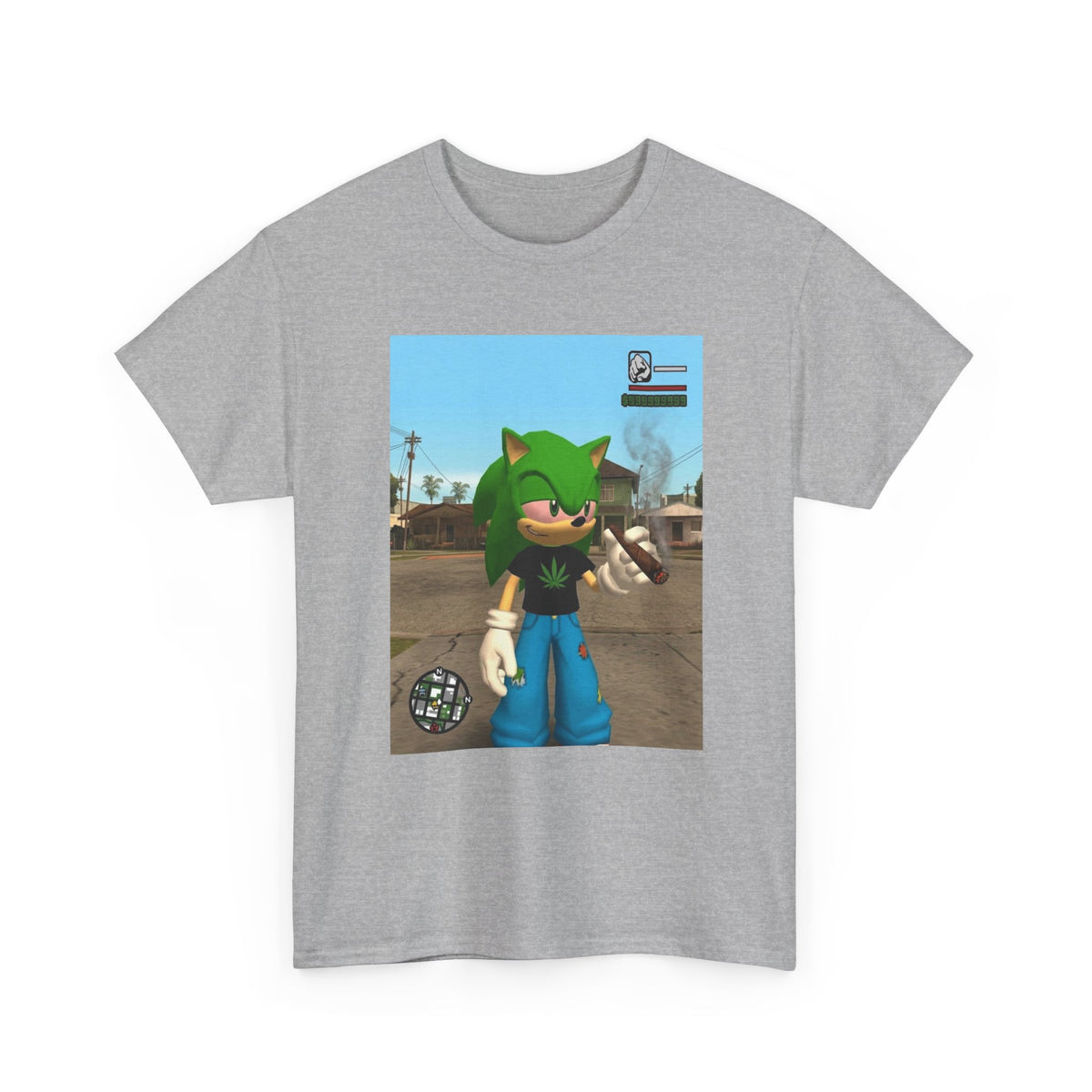 Green Hedgehog Smoking Blunt In San Andreas Tee