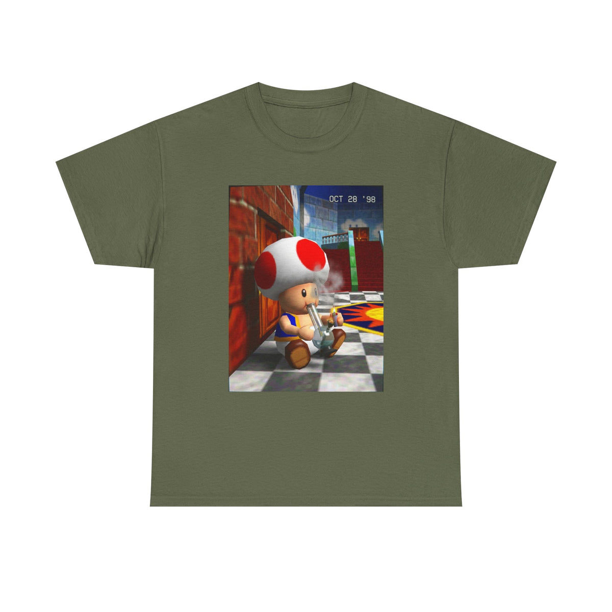 Toad Hitting Bong In Retro World Tee