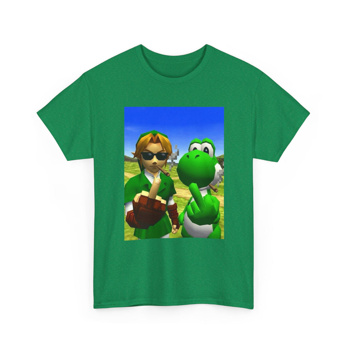 Link And Yoshi Flipping Off The World