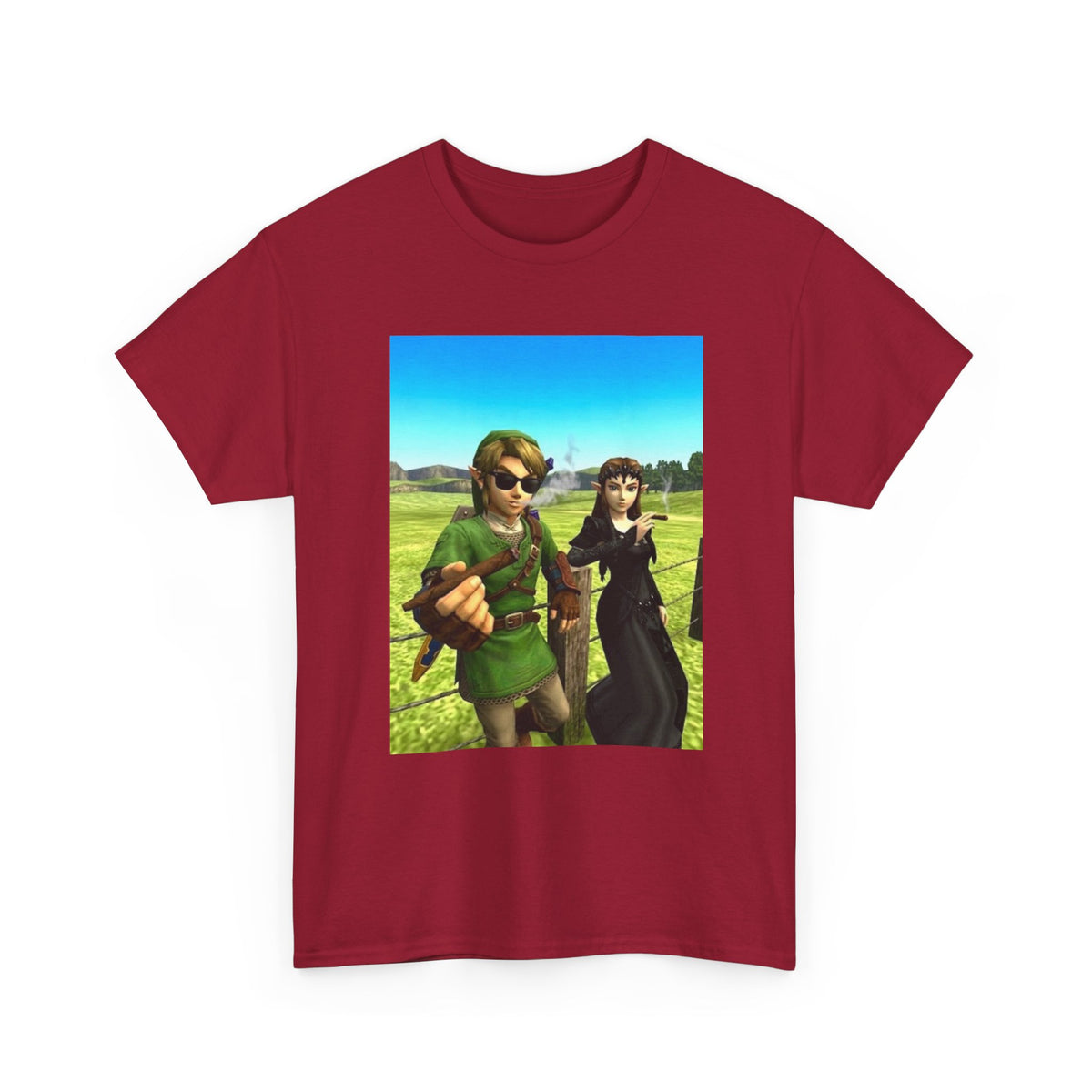 Link and Zelda Smoking Cigars In A Field