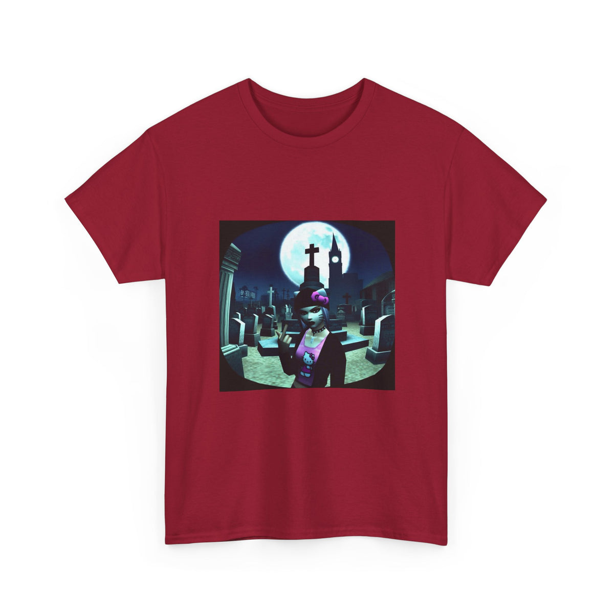 Gothic Hello Kitty Giving Finger Graveyard Tee