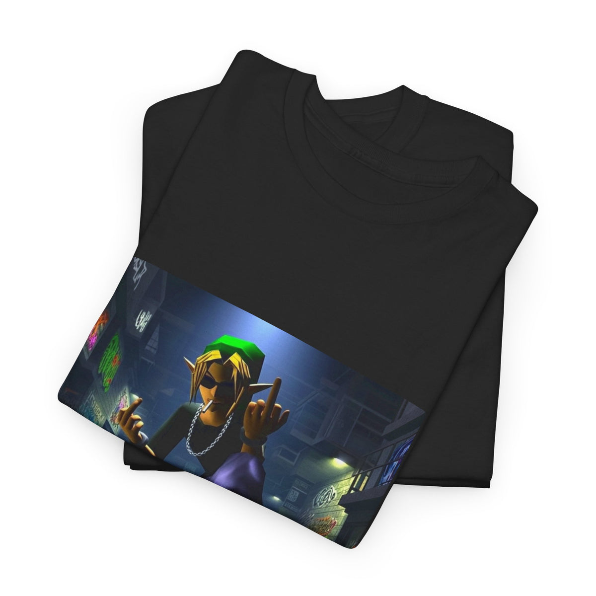 Edgy Ocarina Link Skater Flipping Off Tee