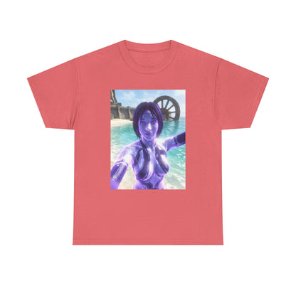 Holographic AI Taking Beach Selfie Tee