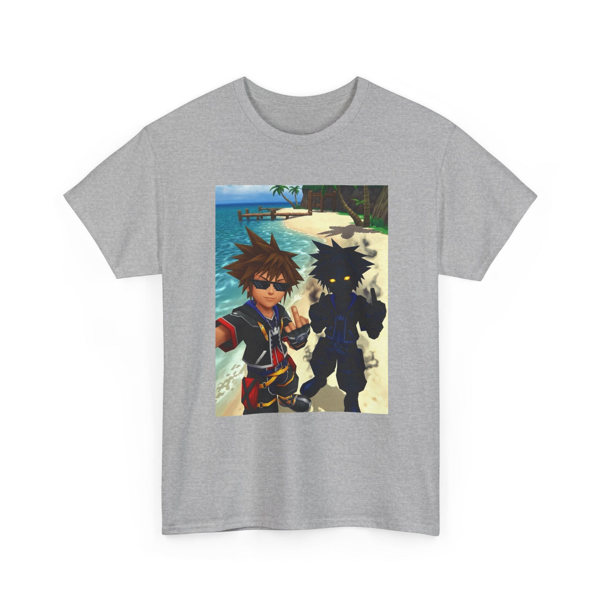 Sora And Dark Form Flipping Off At The Beach