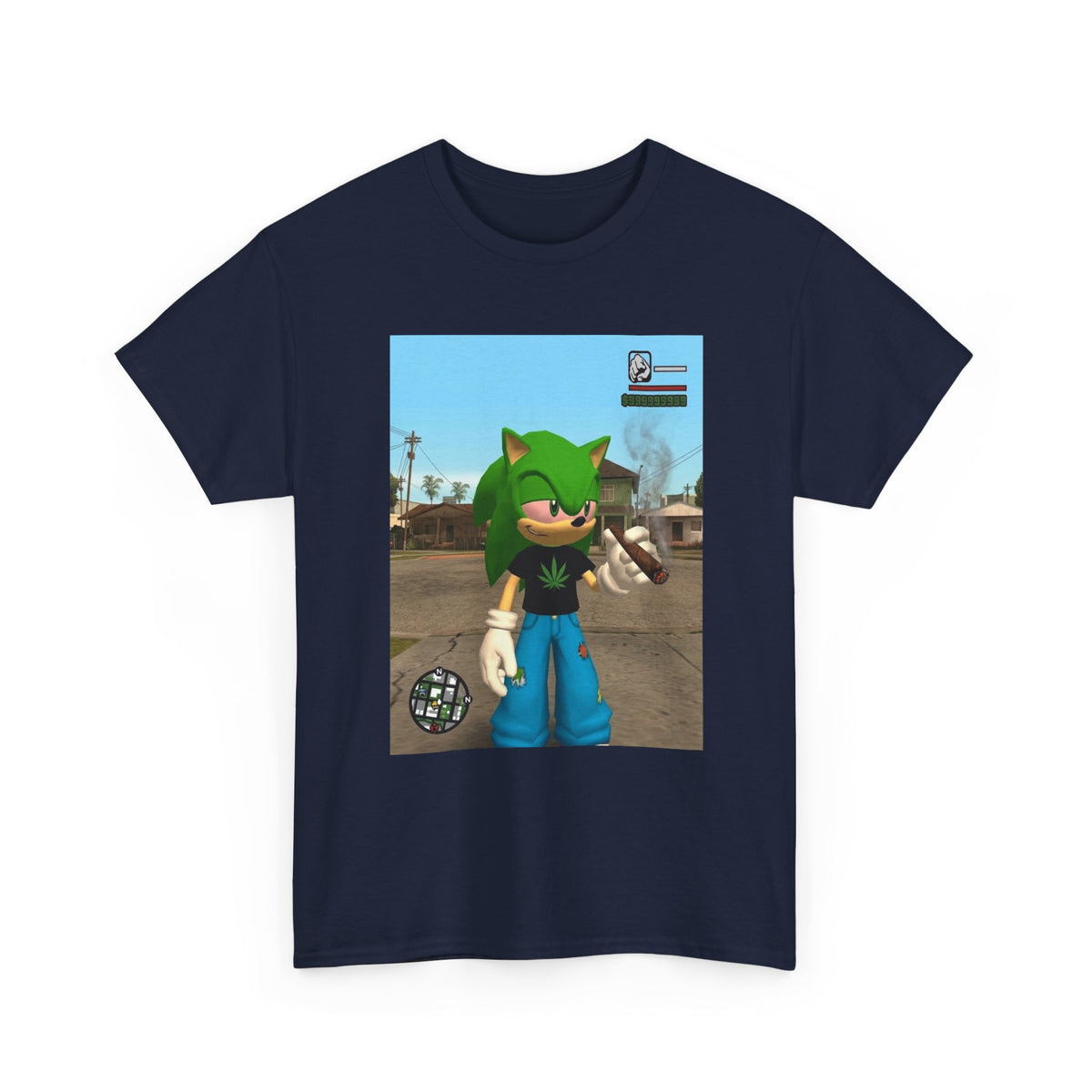 Green Hedgehog Smoking Blunt In San Andreas Tee