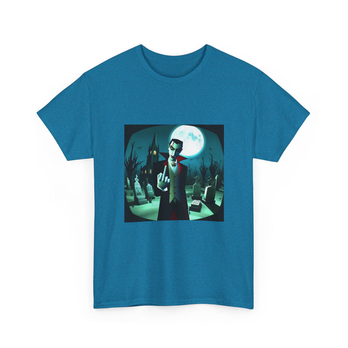 Vampire Giving The Finger In Cemetery Tee