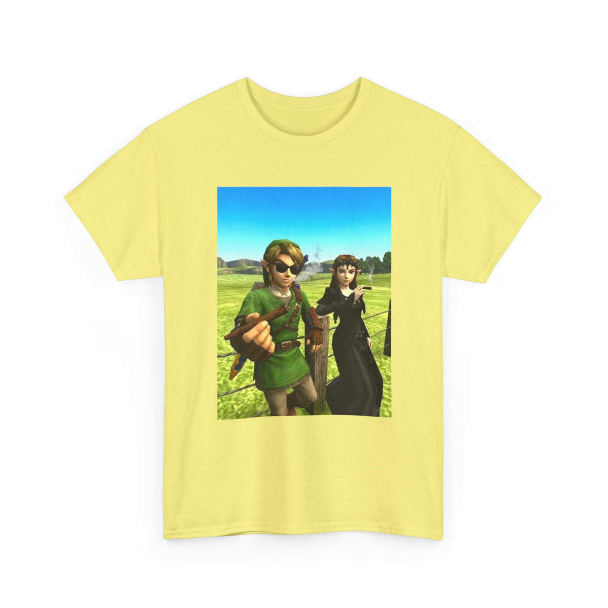 Link and Zelda Smoking Cigars In A Field