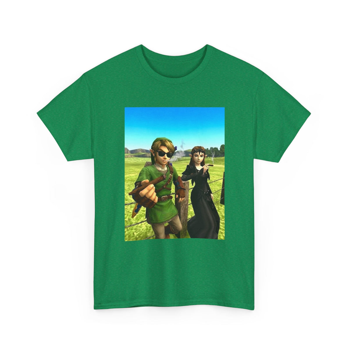 Link and Zelda Smoking Cigars In A Field