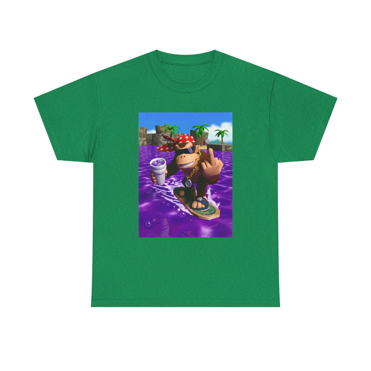 Diddy Kong Surfing Purple Lean Flipping Off Tee