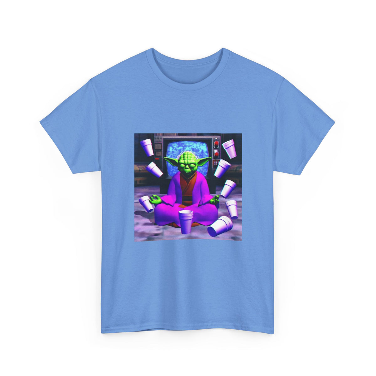 Meditating Master Yoda With Purple Cups Tee