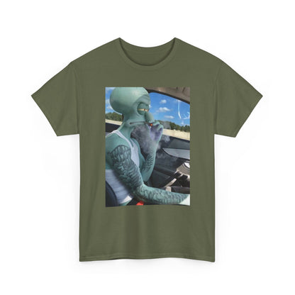 Tattooed Squidward Smoking Joint In Car