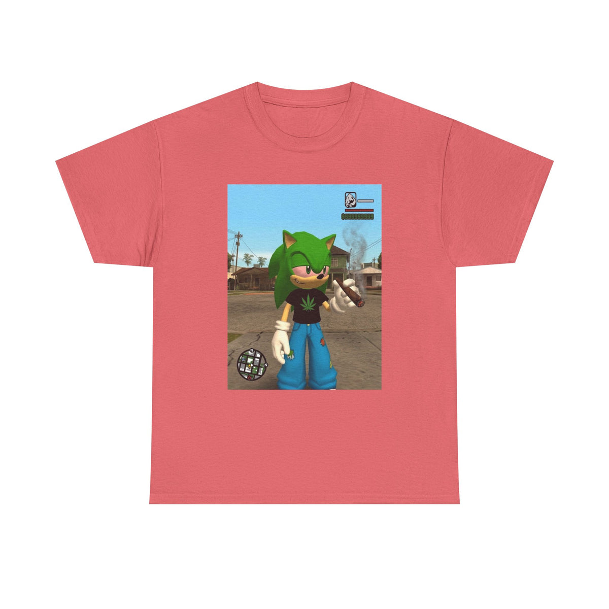Green Hedgehog Smoking Blunt In San Andreas Tee