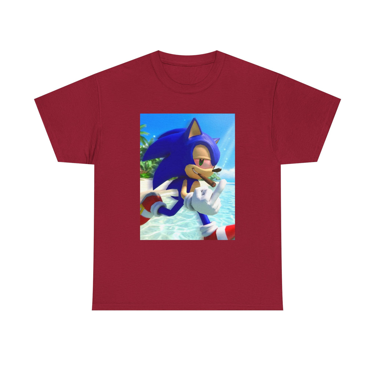 Sonic Smoking Blunt At Beach Tee