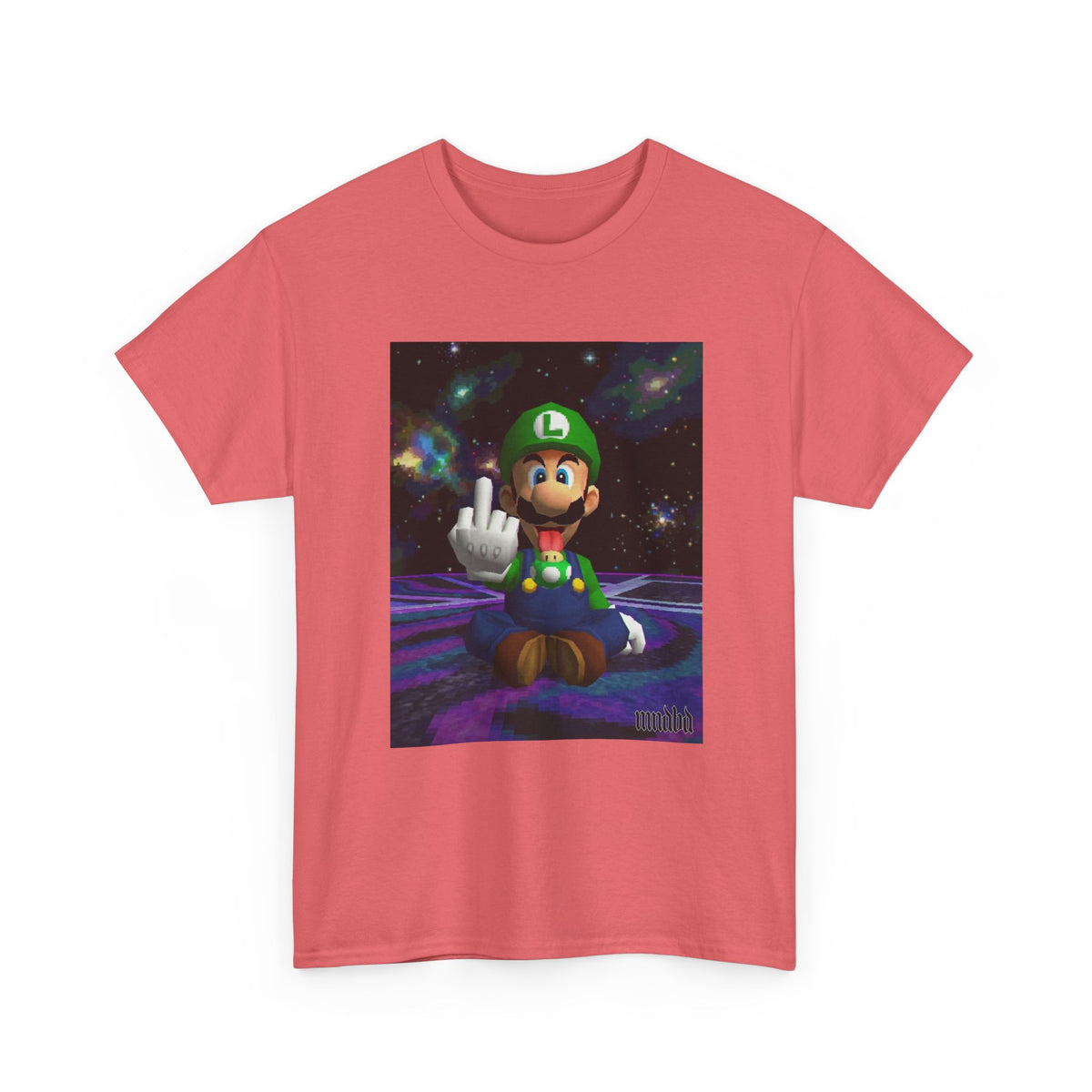 Luigi Flipping Off In Cosmic Vibe