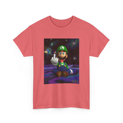 Luigi Flipping Off In Cosmic Vibe