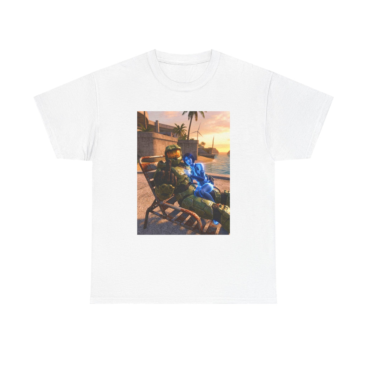 Master Chief Chilling With Cortana Beachside