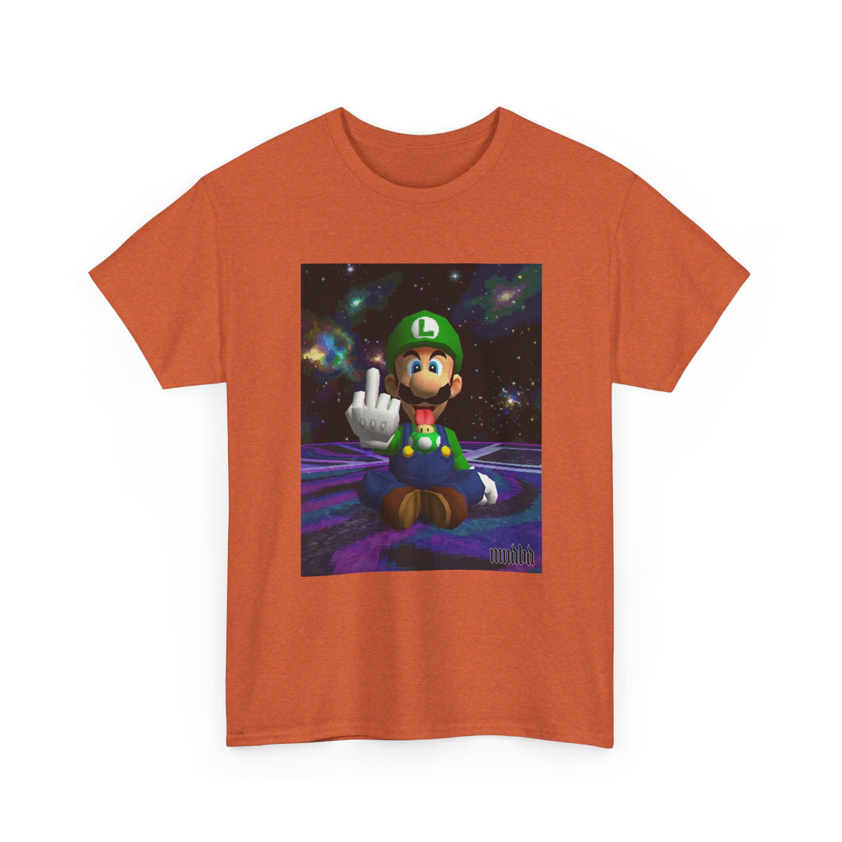 Luigi Flipping Off In Cosmic Vibe