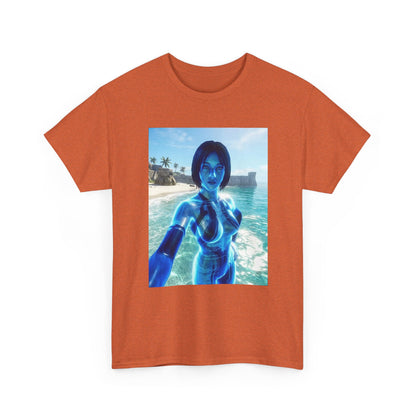 Holographic AI On Tropical Beach Tee