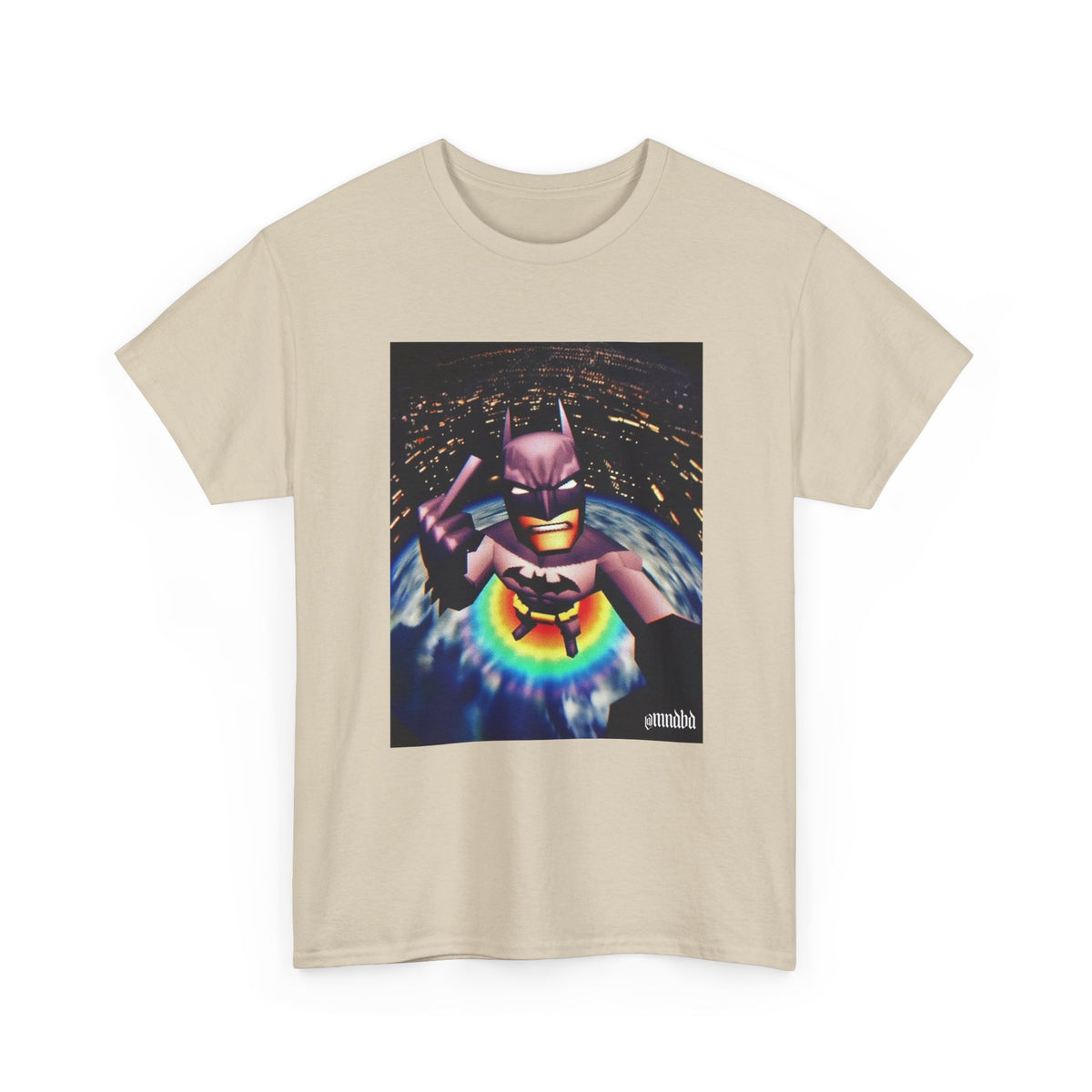 Pixel Batman Soaring Above Earth Tee