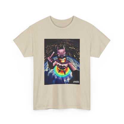 Pixel Batman Soaring Above Earth Tee