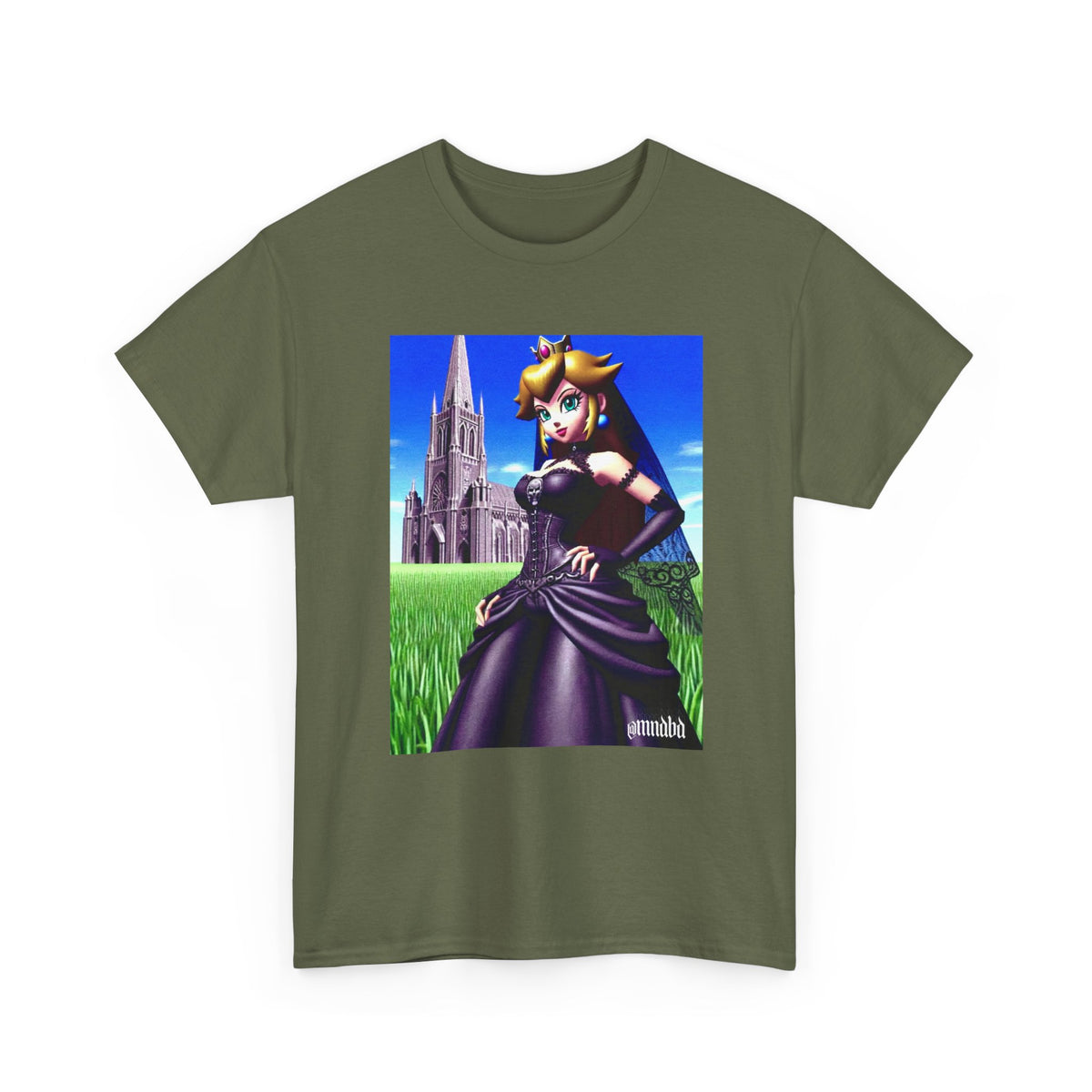 Gothic Princess Peach Posing Before Cathedral