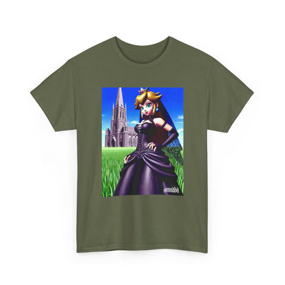 Gothic Princess Peach Posing Before Cathedral