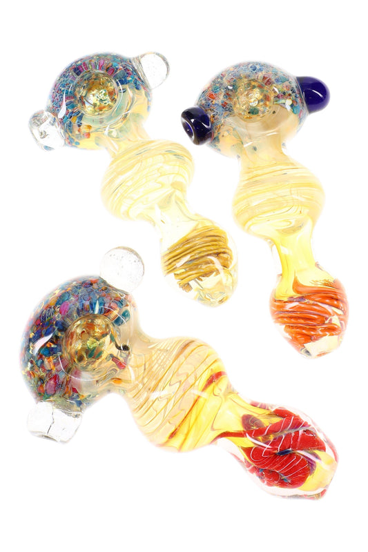 Color Changing Confetti Frit Glass Spoon Pipe “Confetti Pop” – 5″ – Assorted Colors