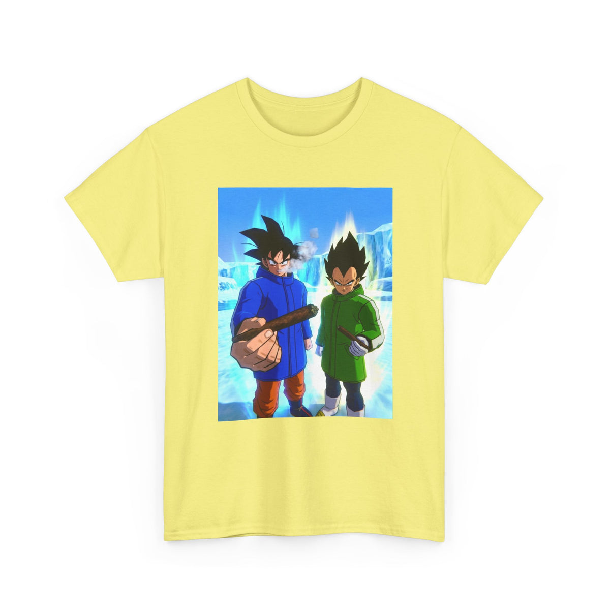 Goku And Vegeta Smoking In Snowy Scene Tee