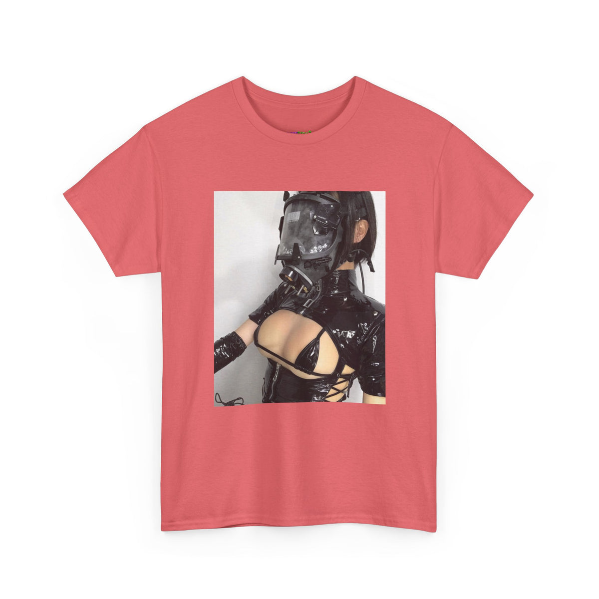 Figure Wearing Gas Mask Tee