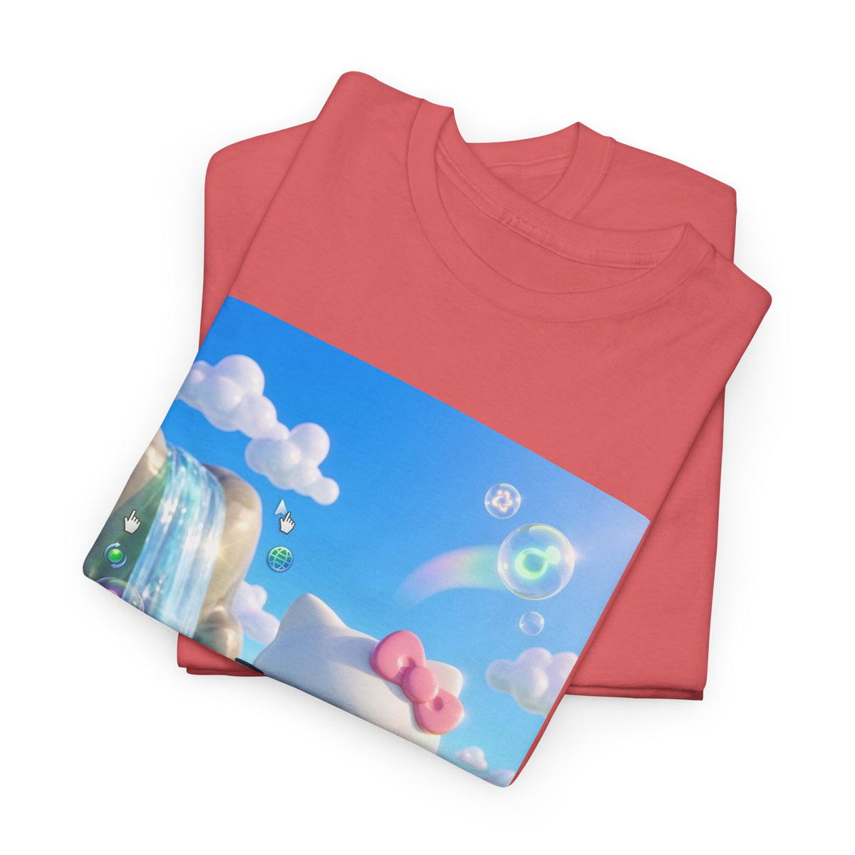 Kitty Flips The Bird In Dreamy Landscape Tee
