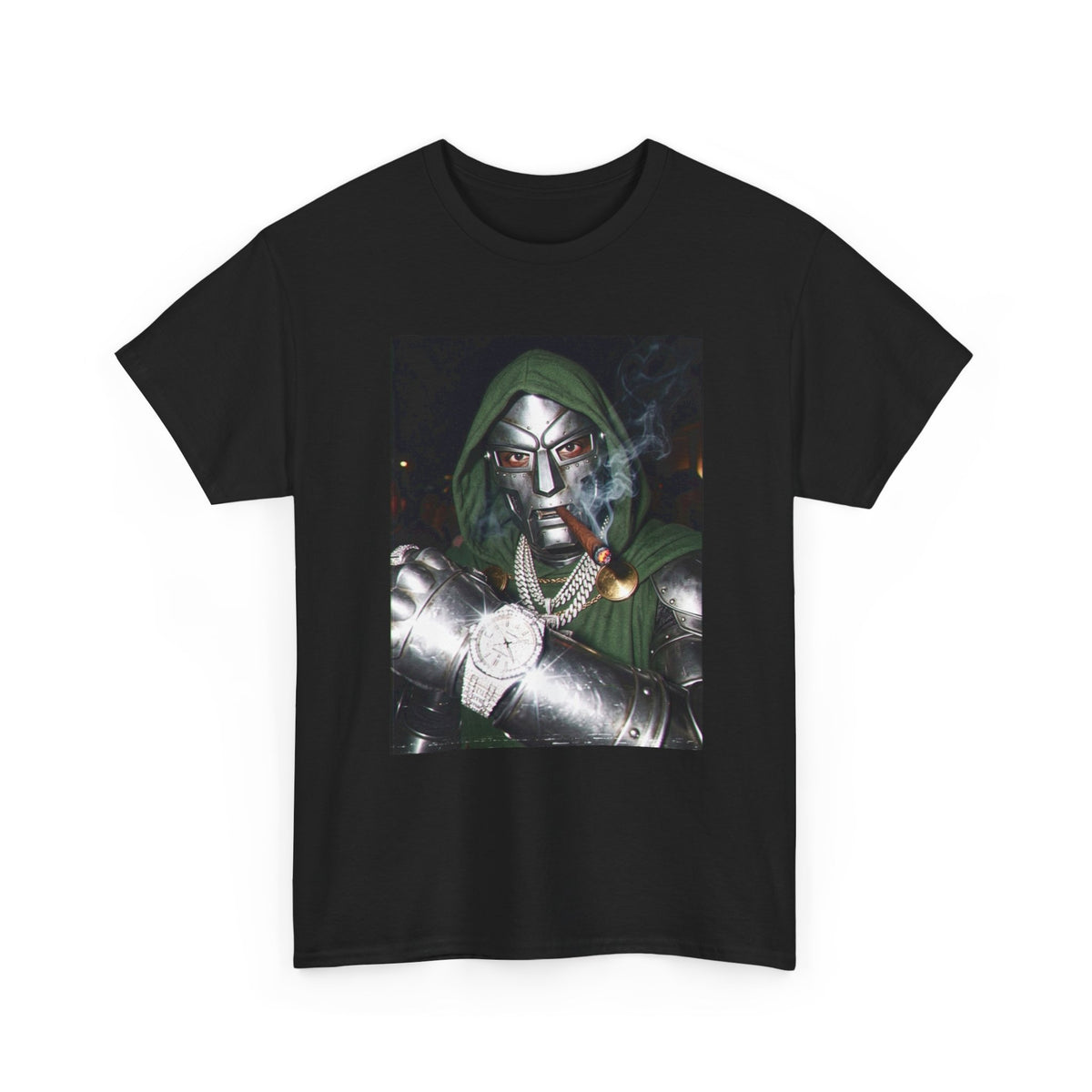 Masked Villain Smoking Cigar Checking Watch