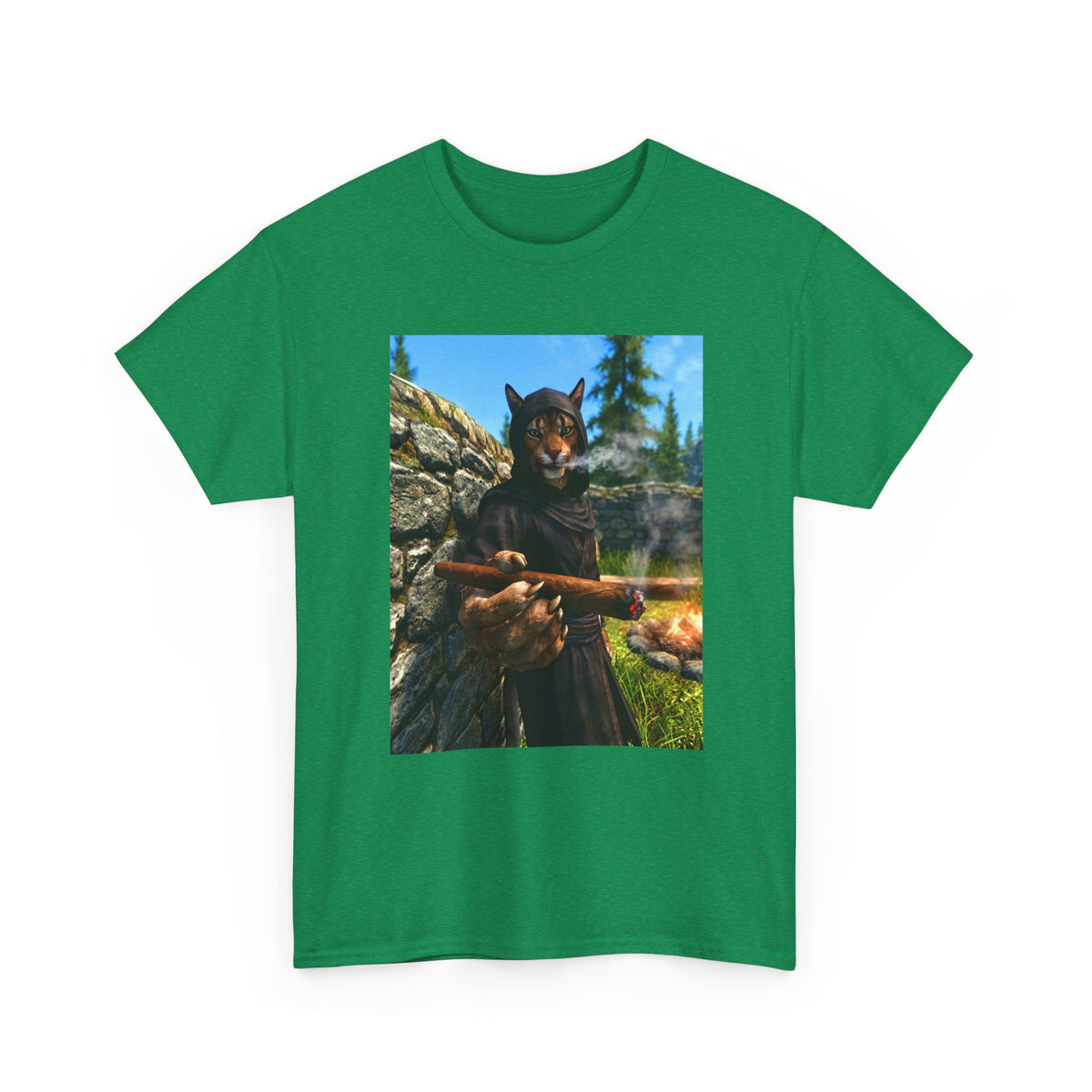 Khajiit Smoking Fat Cigar Campfire Tee