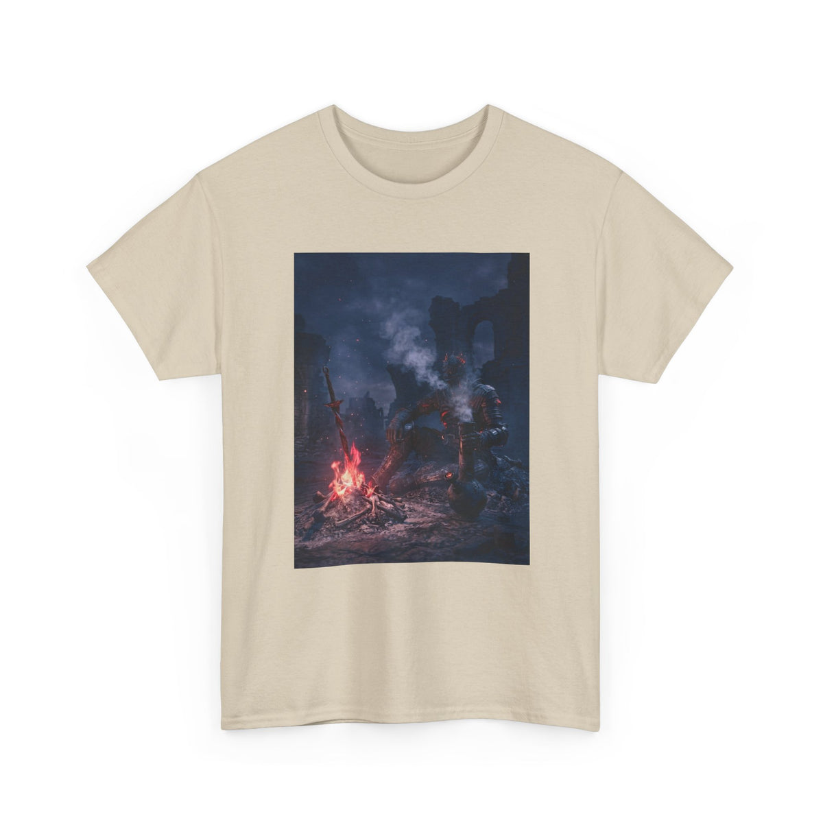 Ashen One Rests By Bonfire With Bong
