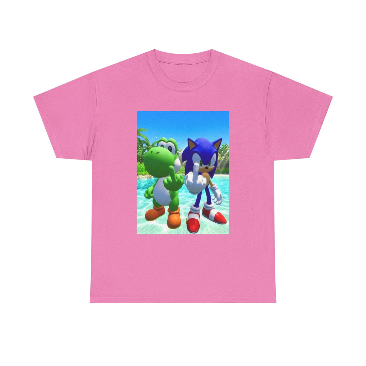 Yoshi And Sonic Flipping Off Tee