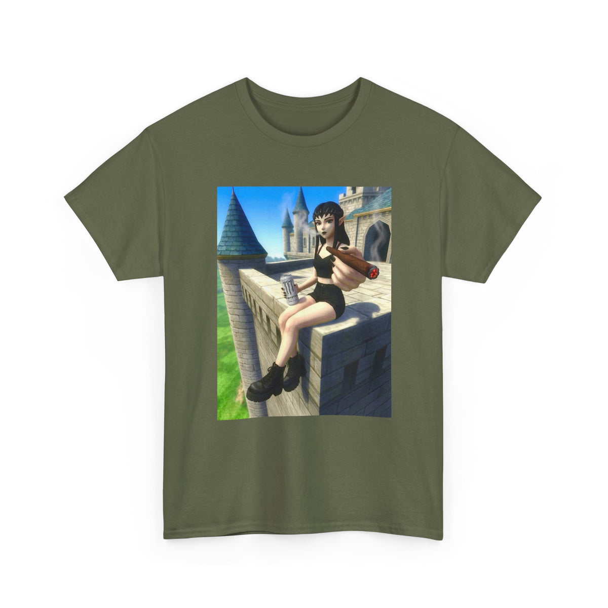 Elf Babe Chilling With Cigar And Drink Tee