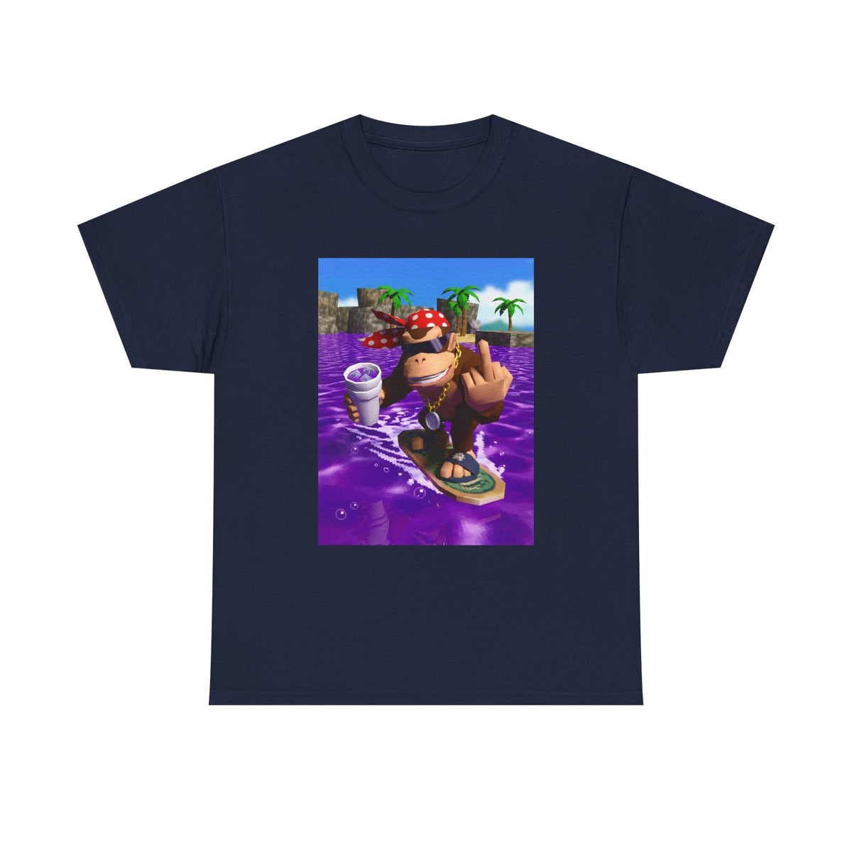Diddy Kong Surfing Purple Lean Flipping Off Tee
