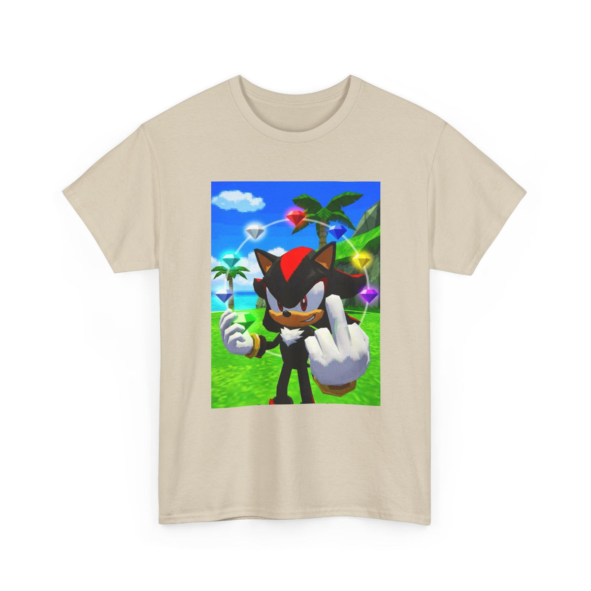 Shadow The Hedgehog With Chaos Emeralds Giving Finger