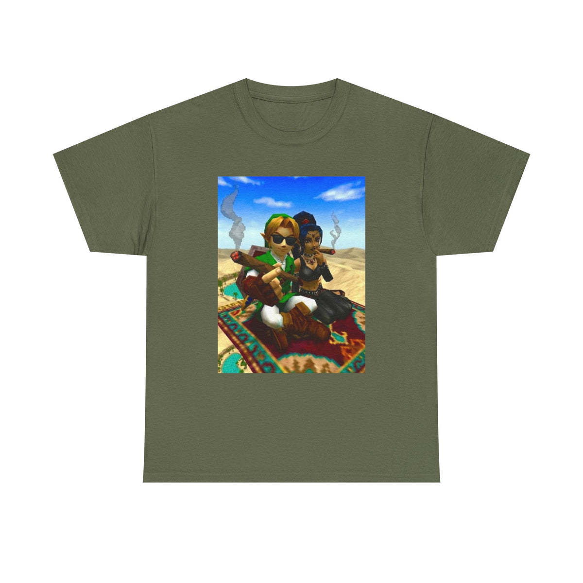 Link And Nabooru Flying On Magic Carpet