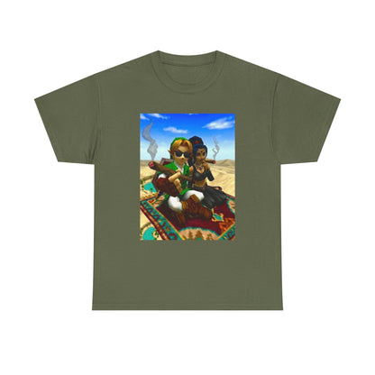 Link And Nabooru Flying On Magic Carpet