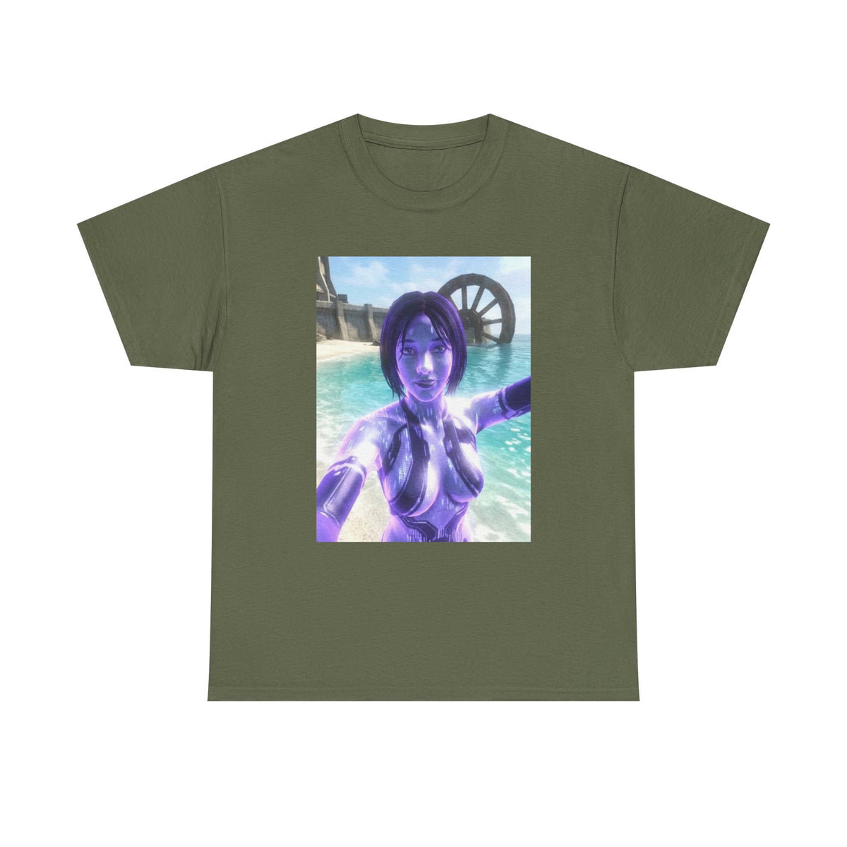 Holographic AI Taking Beach Selfie Tee