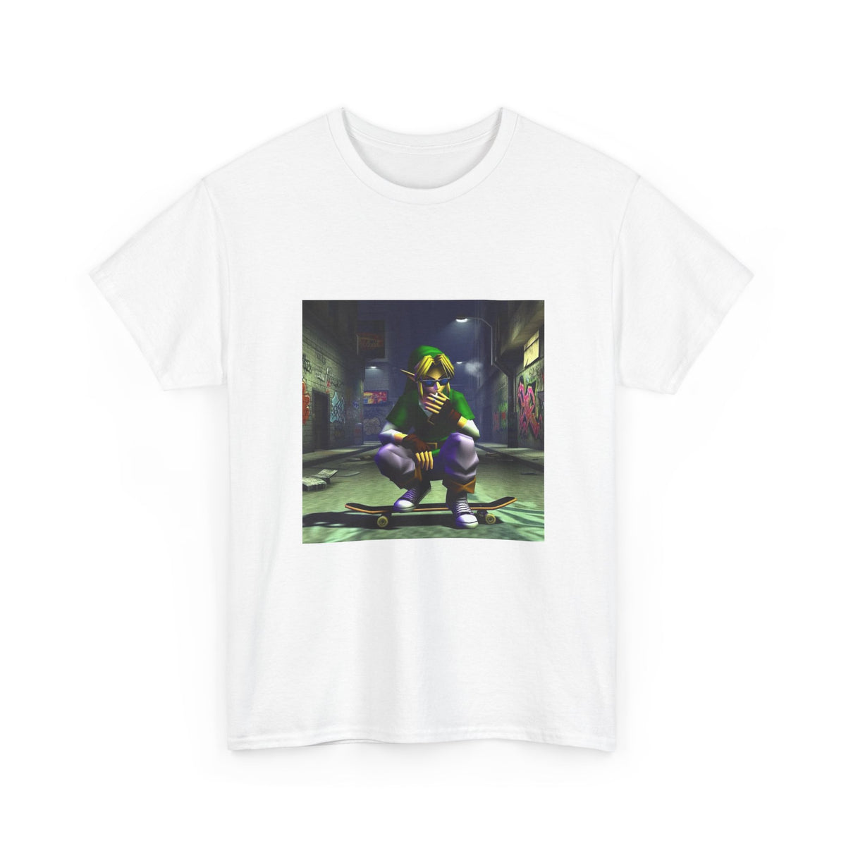 Edgy Link Smoking On Skateboard