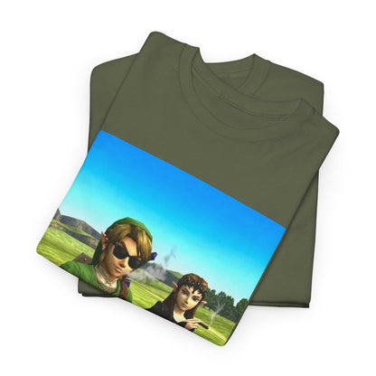 Link and Zelda Smoking Cigars In A Field
