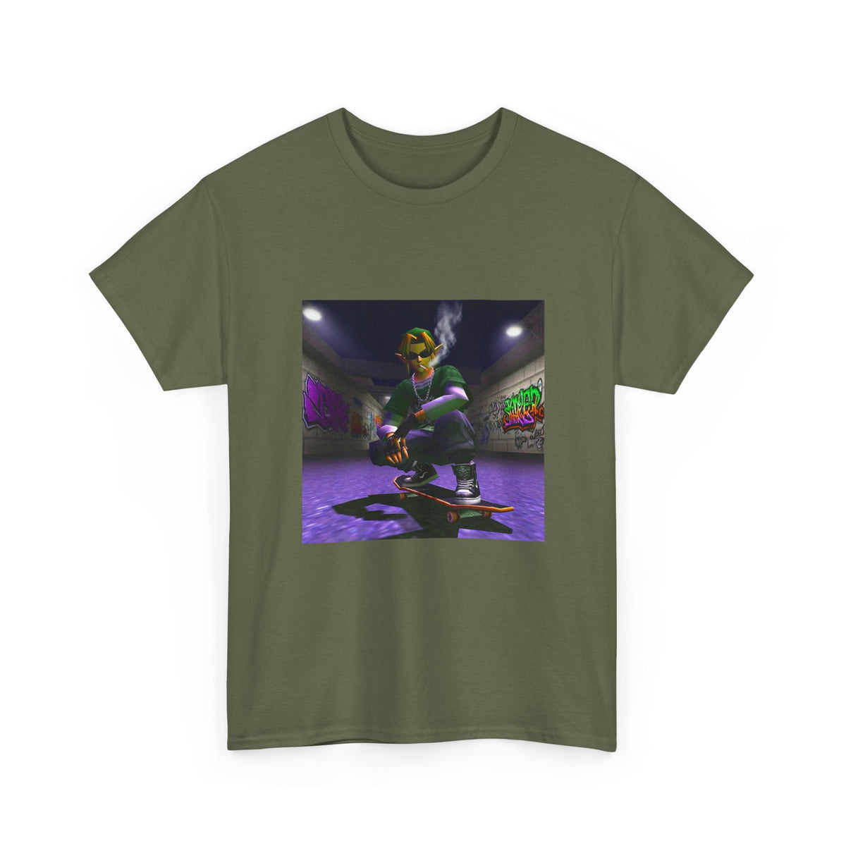 Stoner Link Skateboarding In Graffiti Alley Tee