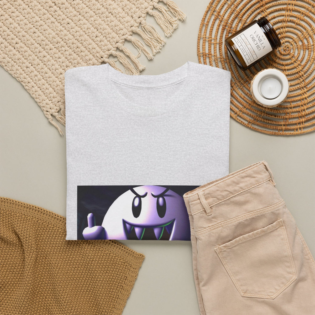 Edgy Ghost Flipping The Bird Tee