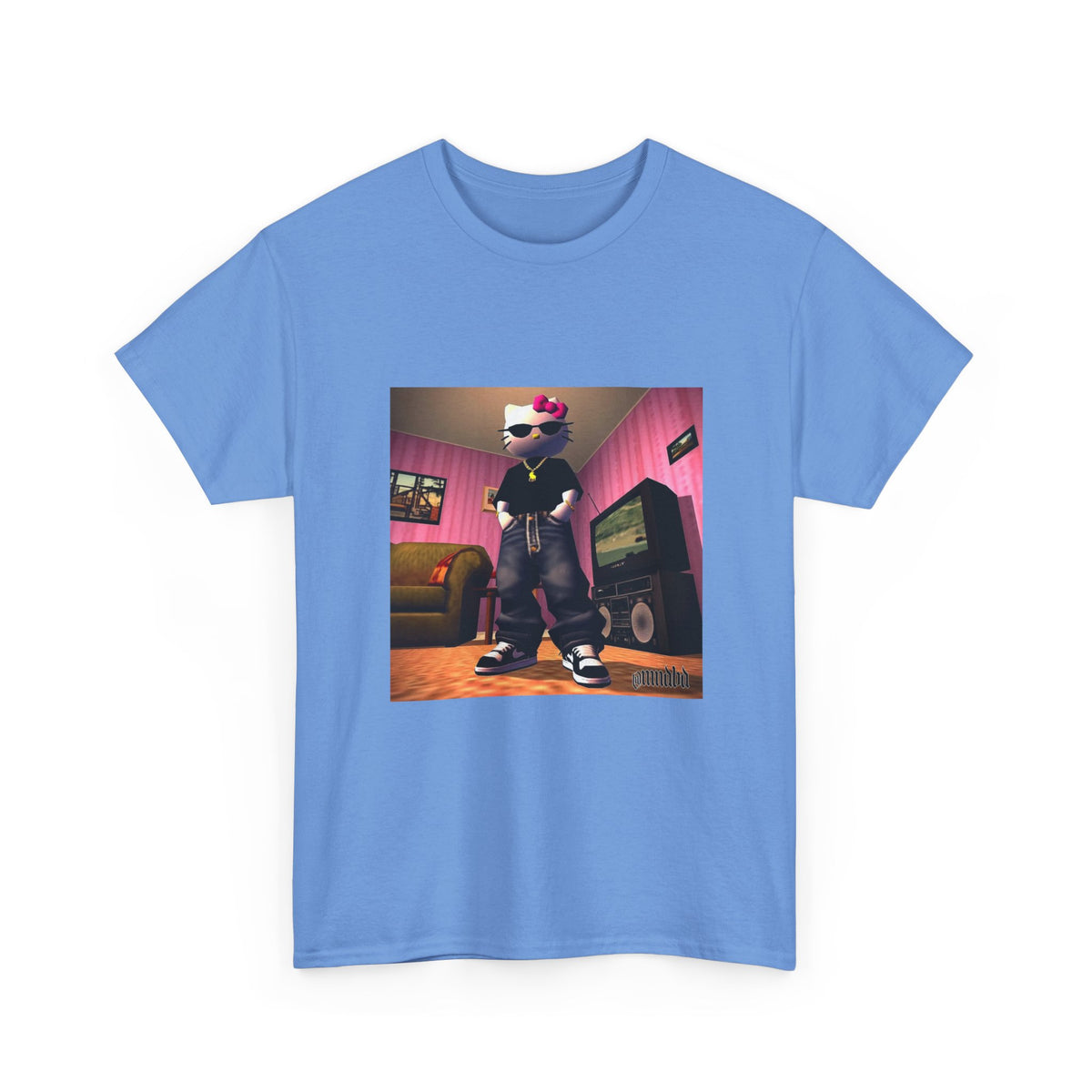 Gangsta Hello Kitty Chillin' In Low Poly Room Tee