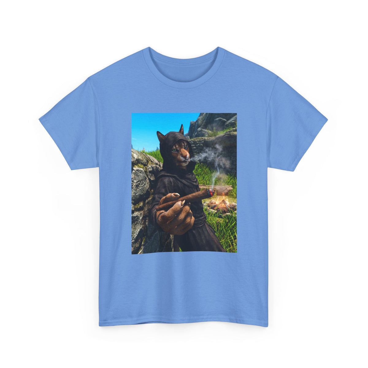 Khajiit Monk Smoking By Campfire Tee