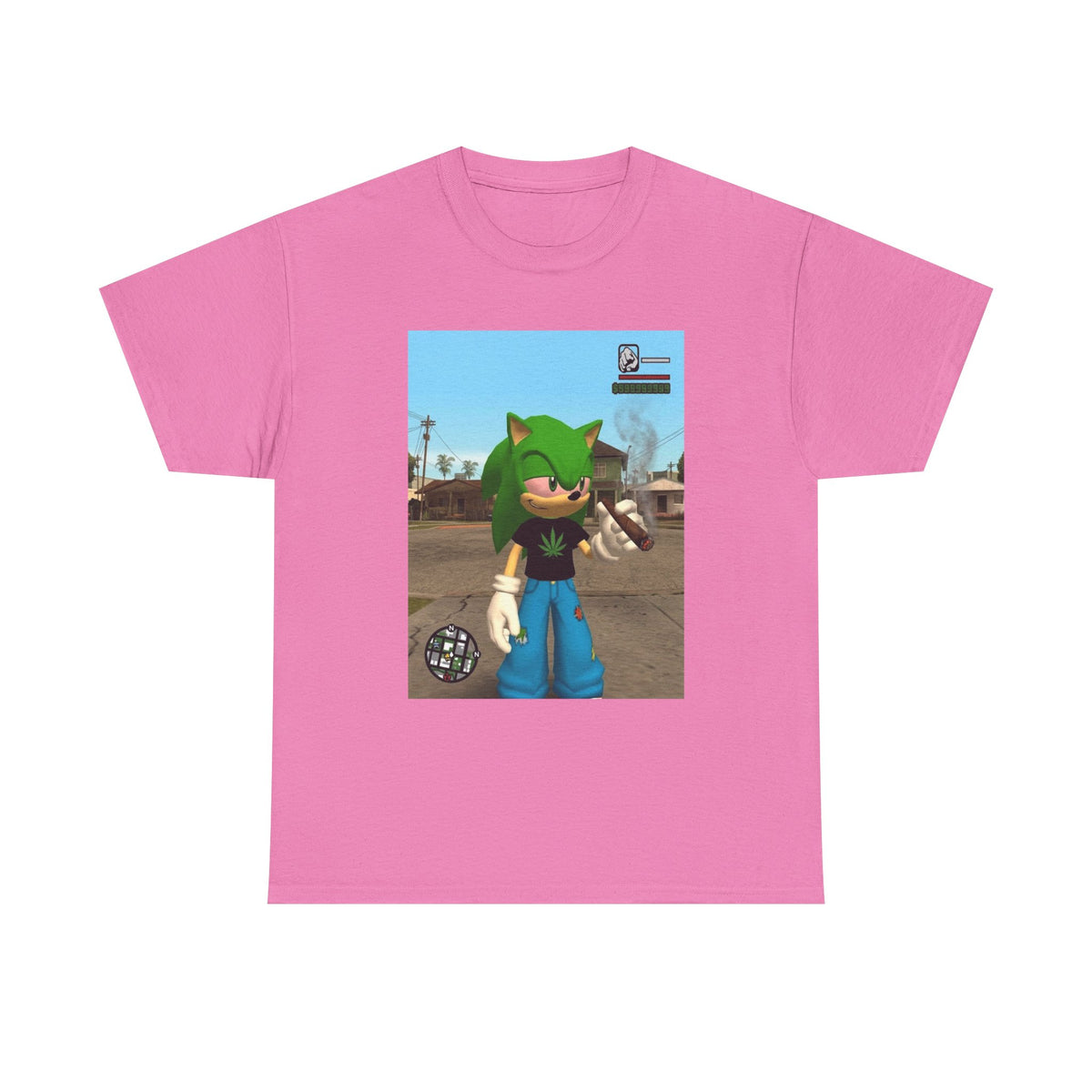 Green Hedgehog Smoking Blunt In San Andreas Tee
