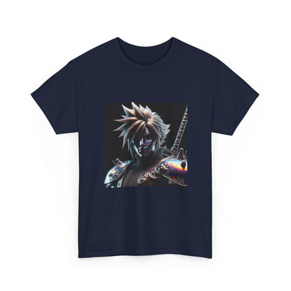Chrome Spiky-Haired Warrior Reflecting Rainbows Tee